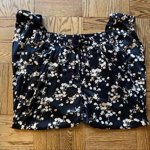 Zara Silk-Look Floral Print Jogger Pants Size M